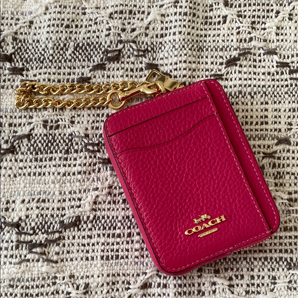 Coach Pink and Gold Key Card Holder